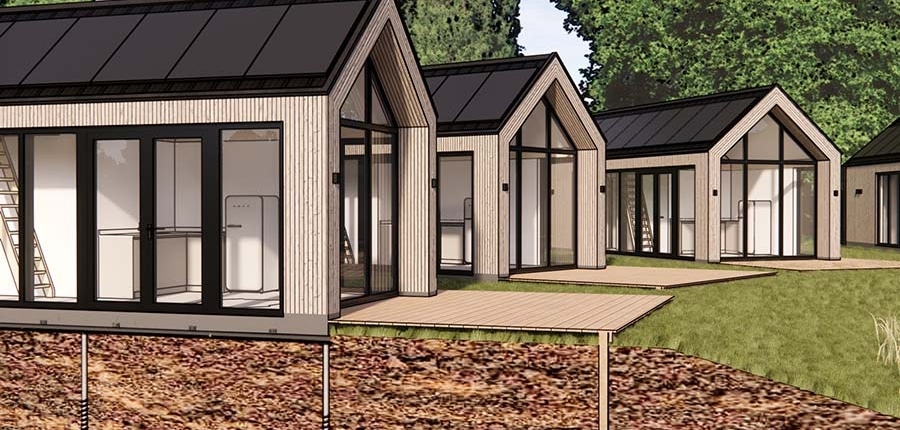 fundering-vakantiewoningen-aken-schroeffunderingen schroeffundering voor vakantieparken